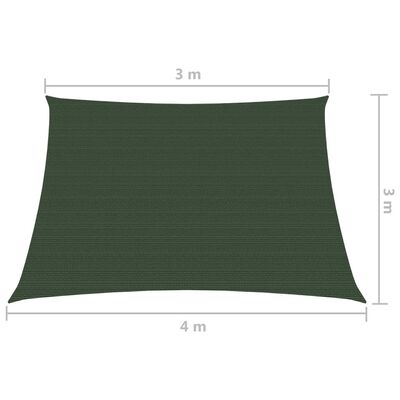 vidaXL Para-sol estilo vela 160 g/m² 3/4x3 m PEAD verde-escuro