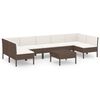 vidaXL 8 pcs conjunto lounge jardim c/ almofad&otilde;es vime PE castanho