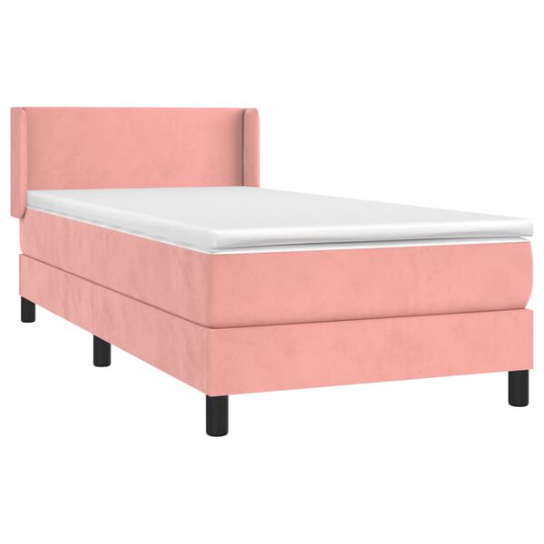 vidaXL Cama com molas/colch&atilde;o 90x200 cm veludo rosa