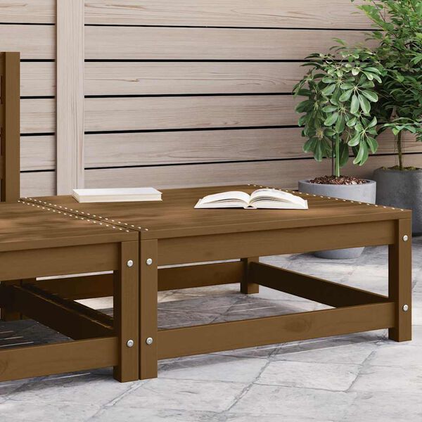 vidaXL Apoio de p&eacute;s p/ jardim 70x70x30 cm pinho maci&ccedil;o castanho-mel