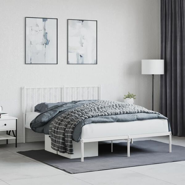 vidaXL Estrutura de cama com cabeceira 140x200 cm metal branco