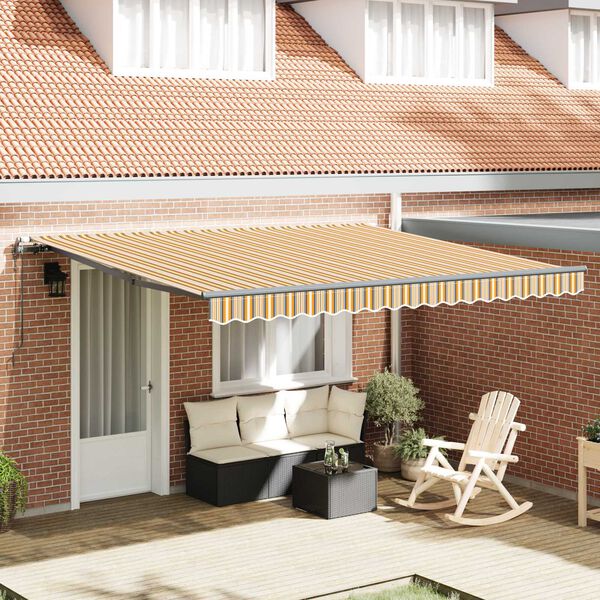 vidaXL Toldo Retr&aacute;til Multicolor 400 &times; 350 cm Tecido e Alum&iacute;nio