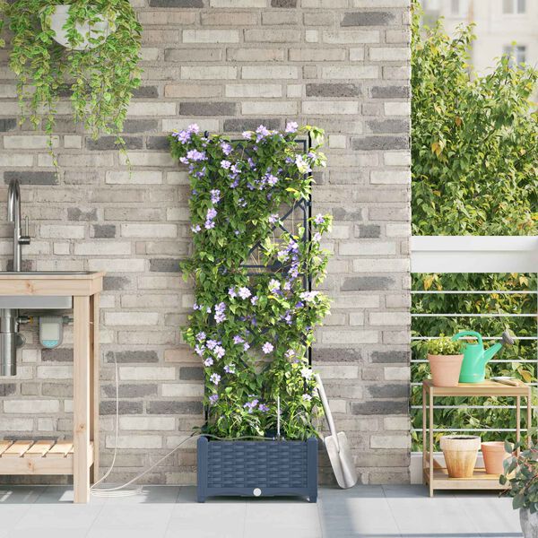 vidaXL Vaso de Jardim Cinzento 40 x 40 x 126 cm Pl&aacute;stico