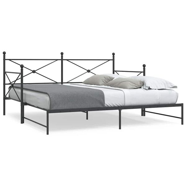vidaXL Cama de dia com gavetão sem colchão 100x190 cm aço preto
