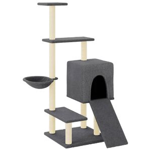 vidaXL &Aacute;rvore gatos c/ postes arranhadores sisal 130,5 cm cinza-escuro