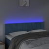 vidaXL Cabeceira de cama c/ luzes LED veludo 144x5x78/88cm azul-escuro