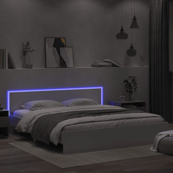 vidaXL Estrutura cama c/ cabeceira e luzes LED 180x200 cm branco