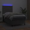 vidaXL Cama box spring c/ colch&atilde;o/LED 100x200cm couro artificial cinza