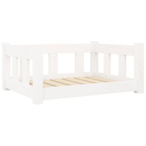 vidaXL Cama para c&atilde;es 65,5x50,5x28 cm madeira de pinho maci&ccedil;a branco