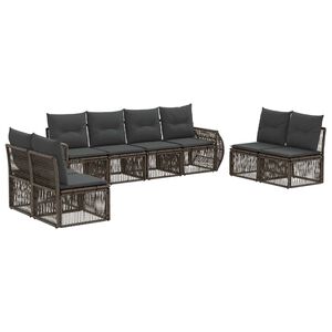 vidaXL Conjunto de Sof&aacute; de Jardim 8 unid. Cinza e Cinza Escuro vime PE