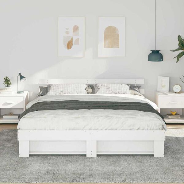 vidaXL Estrutura da Cama com cabeceira Branco 200 x 200 cm