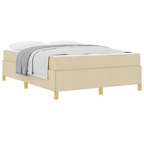 vidaXL Estrutura da Cama com colch&atilde;o Creme 140 x 190 cm tecido