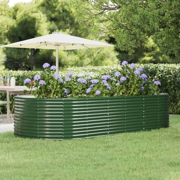 vidaXL Canteiro elevado jardim 291x140x68 cm a&ccedil;o galvanizado verde