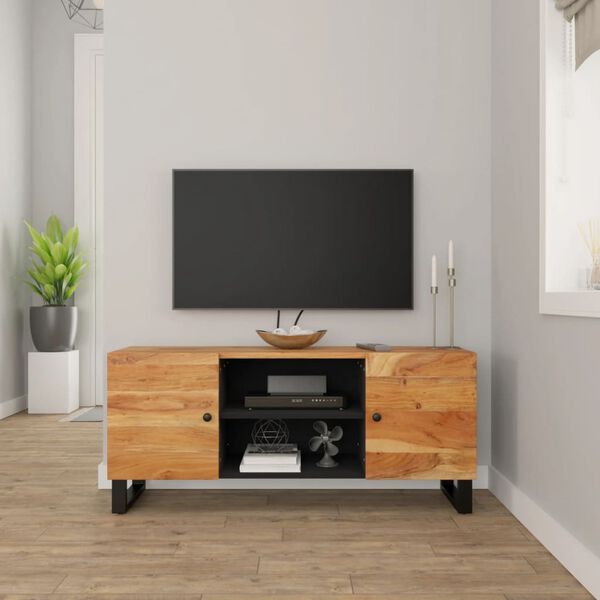 vidaXL M&oacute;vel de TV 105x33x46 cm madeira de ac&aacute;cia maci&ccedil;a