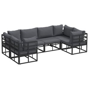 vidaXL Conjunto de Sof&aacute; de Jardim 6 unid. Preto Alum&iacute;nio