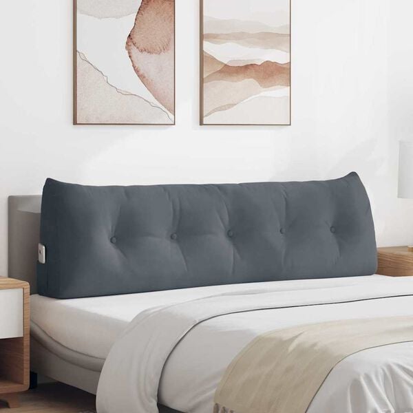 vidaXL Travesseiro para Costas Cinza Escuro 160 x 24 x 50 cm Veludo