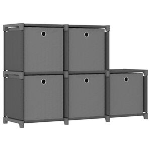 vidaXL Unidade prateleira 5 cubos c/ caixas 103x30x72,5cm tecido cinza