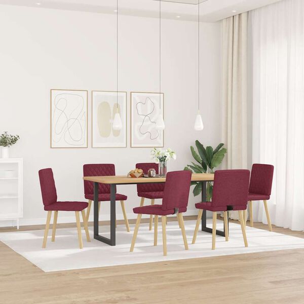 vidaXL Cadeiras de jantar 6 pcs tecido vermelho-tinto