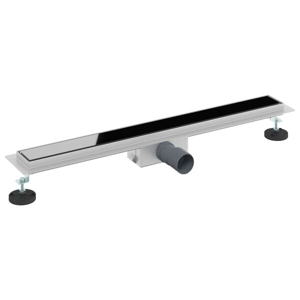 vidaXL Dreno de Chuveiro com Tampa de Vidro Preto 70 cm