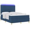 vidaXL Cama Box Spring LED com colch&atilde;o Azul 140 x 200 cm tecido