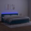 vidaXL Cama box spring c/ colch&atilde;o/LED 200x200 cm veludo azul-escuro
