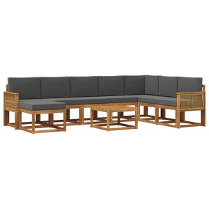 vidaXL Conjunto de Sof&aacute;s para Exterior 9 unid. Natural e Antracite