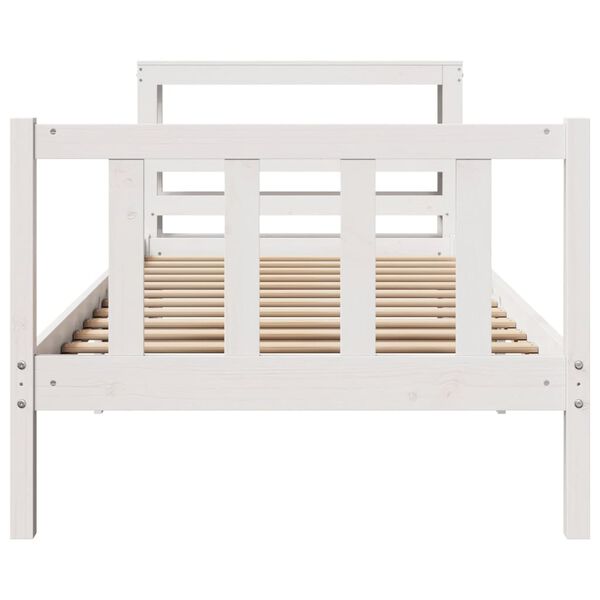 vidaXL Cama sem colch&atilde;o 75x190 cm madeira de pinho maci&ccedil;a branco