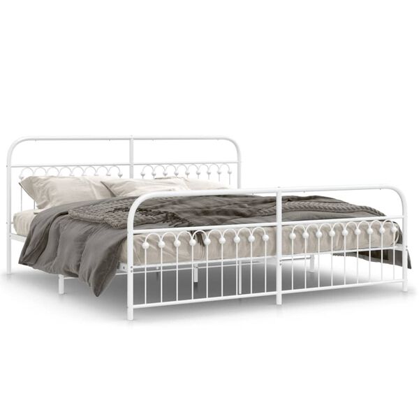 vidaXL Estrutura de cama com cabeceira e pés 193x203 cm metal branco