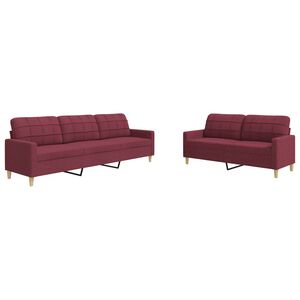 vidaXL 2 pcs conjunto de sof&aacute;s tecido vermelho-tinto