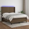 vidaXL Cama box spring c/ colch&atilde;o/LED 140x190cm tecido castanho-escuro