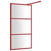 vidaXL Divis&oacute;ria de chuveiro 115x195cm vidro transparente ESG vermelho