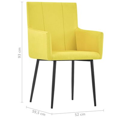 vidaXL Cadeiras de jantar com apoio de braços 2 pcs tecido amarelo