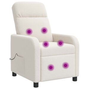 vidaXL Recliner de Massagem Creme Boucl&eacute;