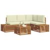 vidaXL Conjunto de Sof&aacute;s para Exterior 5 Pe&ccedil;a Natural e Creme