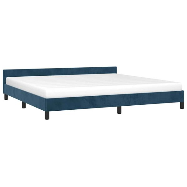 vidaXL Estrutura de cama sem colch&atilde;o 200x200 cm veludo azul-escuro