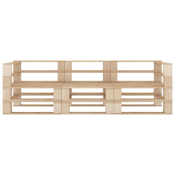 vidaXL Sof&aacute; de paletes para jardim 3 lugares madeira