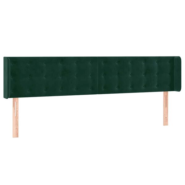 vidaXL Cabeceira cama c/ luzes LED veludo 163x16x78/88 cm verde-escuro