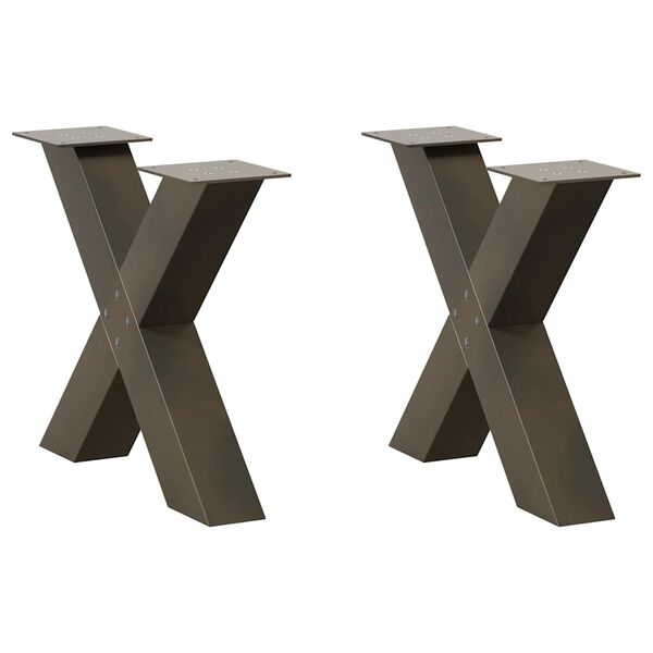 vidaXL P&eacute;s para mesa de centro em formato de X, 2 pe&ccedil;as, a&ccedil;o natural, 50x(42-43) cm, a&ccedil;o