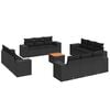 vidaXL 13 pcs conjunto de sof&aacute;s de jardim com almofad&otilde;es vime PE preto