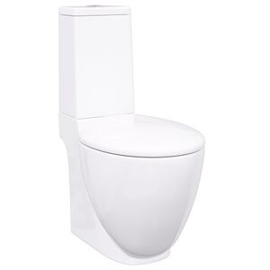 vidaXL Sanita WC redonda cer&acirc;mica c/ descarga &aacute;gua inferior branco
