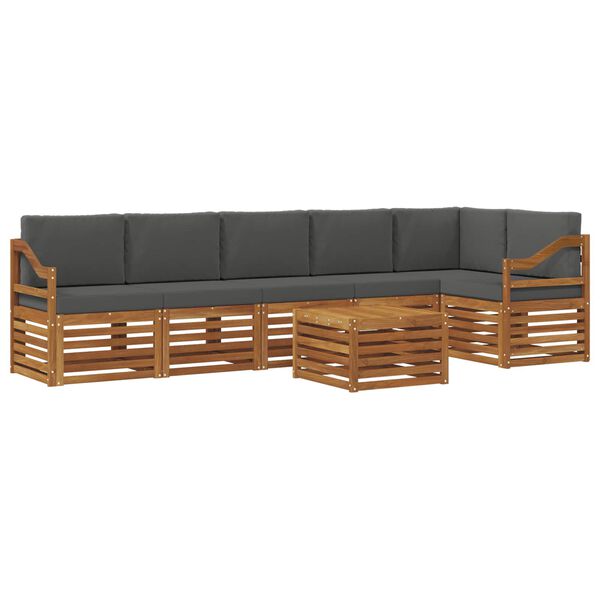 vidaXL Conjunto de Sof&aacute; Sectional 7 pcs Natural e Antracite