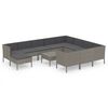 vidaXL 12 pcs conjunto lounge de jardim c/ almofad&otilde;es vime PE cinzento