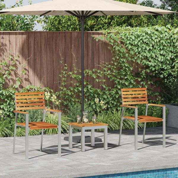 vidaXL ConjuntodeJantarparaJardim 3 pcs Madeira de Teca Sólida
