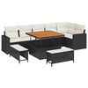 vidaXL Conjunto de Sof&aacute; de Jardim 9 unid. Preto vime PE