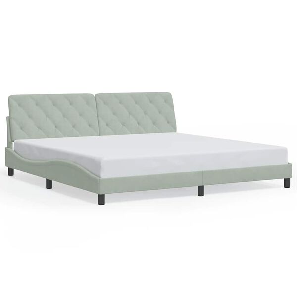 vidaXL Estrutura de cama sem colch&atilde;o 200x200 cm veludo cinzento-claro