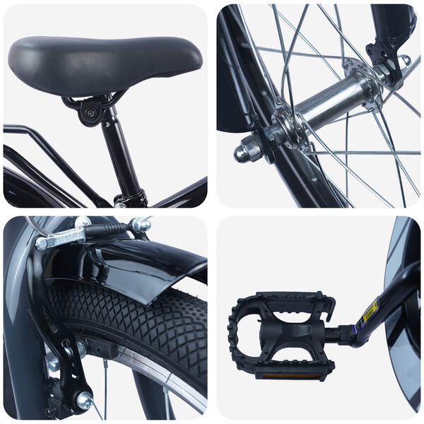 vidaXL Bicicleta Infantil 18 Polegadas para 5-7 anos Preto