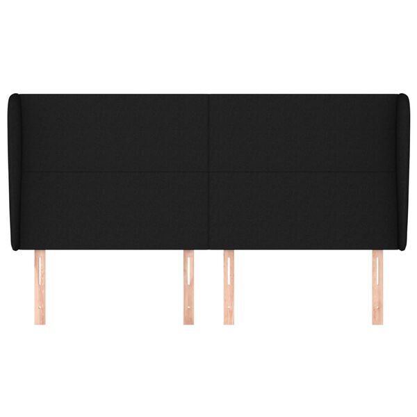 vidaXL Cabeceira de cama c/ abas tecido 163x23x118/128 cm preto