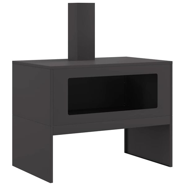 vidaXL Fire Pit Preto 80 x 50 x 96 cm A&ccedil;o laminado a frio