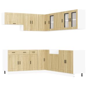 vidaXL 11 pe&ccedil;as arm&aacute;rio de cozinha conjunto Porto sonoma carvalho