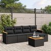 vidaXL 6 pcs conjunto sof&aacute;s de jardim c/ almofad&otilde;es vime PE preto